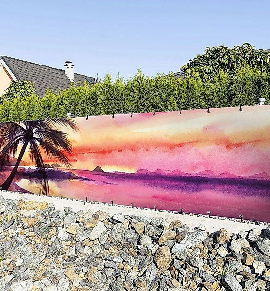MyMaxxi Sichtschutzzaunmatten Zaunbanner Sonnenuntergang Strand Sichtschutz günstig online kaufen