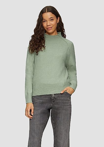 QS Longpullover Strickpullover Melierter Strickpullover mit Stehkragen günstig online kaufen