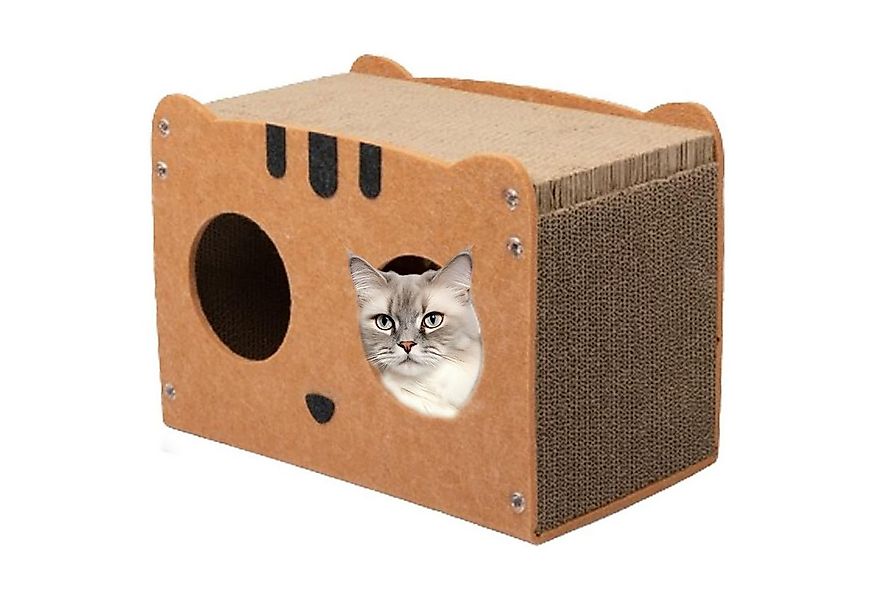 Refined Living Kratzpappe Katzenhöhle mit Kratzbrett und Haarballen Katzenh günstig online kaufen