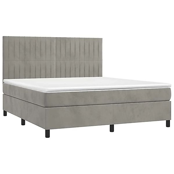 vidaXL Boxspringbett mit Matratze & LED Hellgrau 160x200 cm Samt 3136251 günstig online kaufen