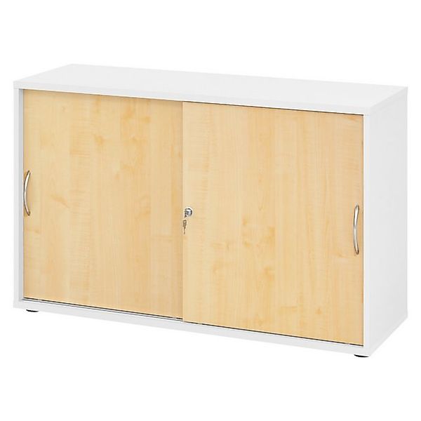 bümö Aktenschrank office Schiebetürenschrank Dekor: Weiß/Ahorn - Griffe: Bo günstig online kaufen