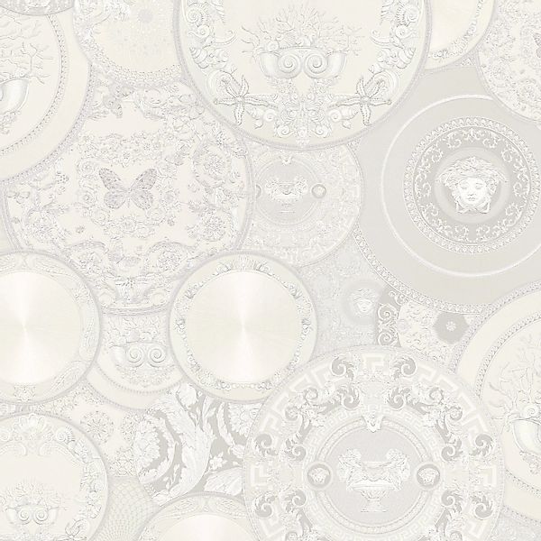 Bricoflor ausgefallene Tapete in Weiß und Silber Hellgraue Tapete mit Telle günstig online kaufen