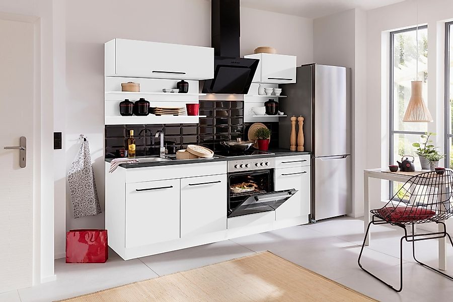 KOCHSTATION Küchenzeile »KS-Tulsa« mit E-Geräten, Breite 210 cm, schwarze M günstig online kaufen