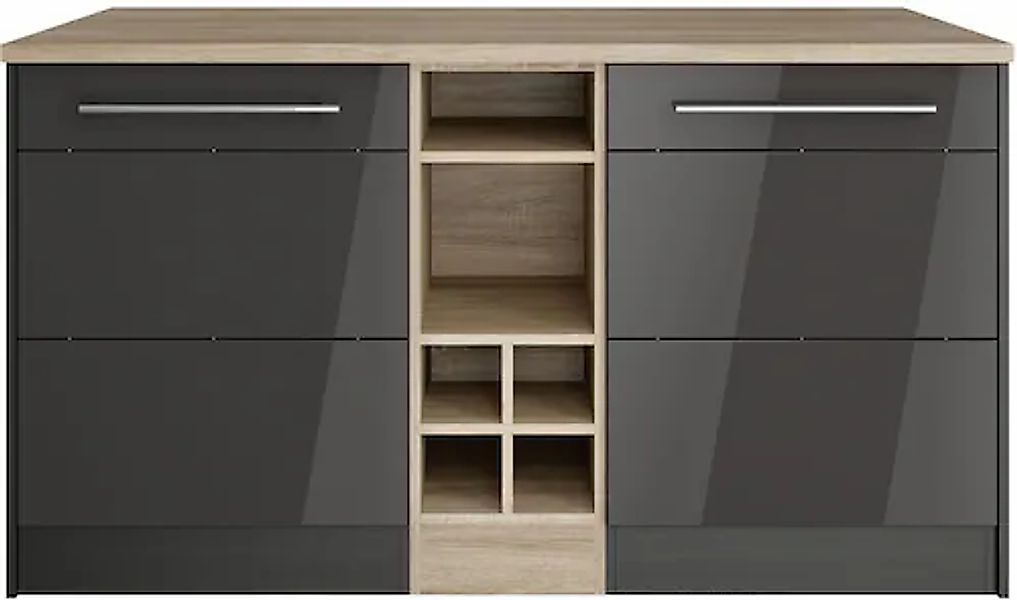 KOCHSTATION Kücheninsel »KS-Wien« Breite 153 cm, MDF-Fronten, Flaschenregal günstig online kaufen