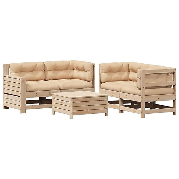 vidaXL 5-Tlg Garten-Lounge-Set mit Kissen Massivholz Kiefer 3250816 günstig online kaufen