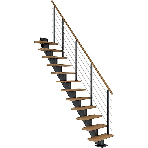 Dolle Mittelholmtreppe Frankfurt Eiche Anthrazit GH bis 258 cm Gerade 65 cm günstig online kaufen