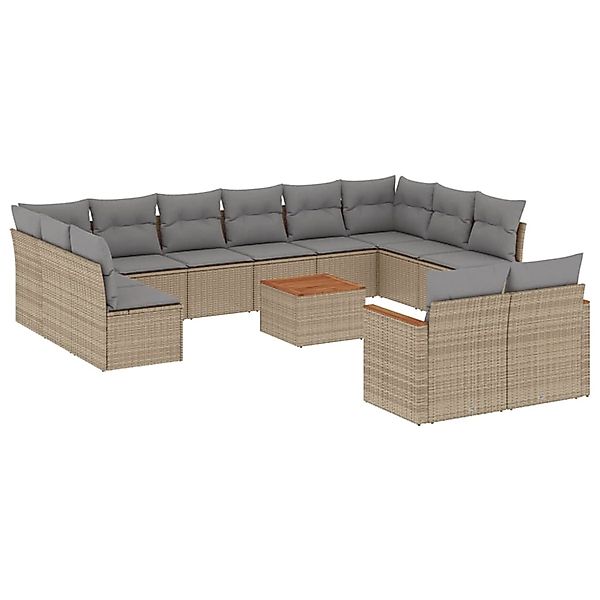 vidaXL 13-Tlg Garten-Sofagarnitur mit Kissen Beige Poly Rattan 3258853 günstig online kaufen