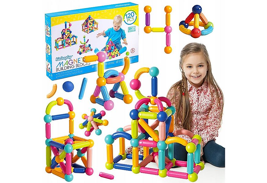 kinderplay Magnetische Konstruktionsbausteine – 120 Teile – Lernspielzeug K günstig online kaufen
