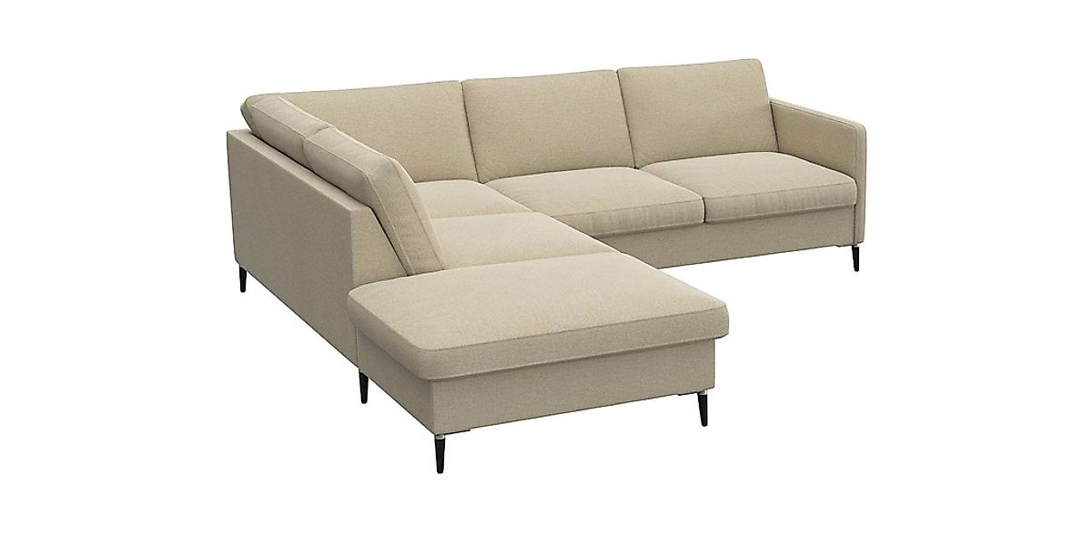 FLEXLUX Ecksofa »Fiore, L-Form«, schmale Armlehnen, Füße Alu/schwarz, B/T 2 günstig online kaufen