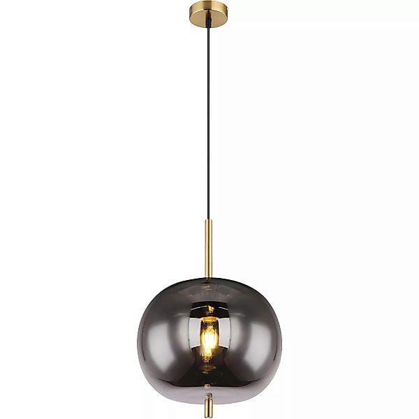 Globo Pendelleuchte Blacky I 1-flammig Ø 30 cm Messingfarben matt Rauchfarb günstig online kaufen