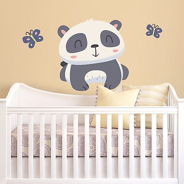 Wandtattoo Kinderzimmer Panda mit Schmetterlingen günstig online kaufen