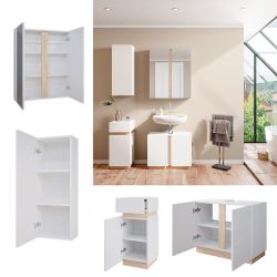 Vicco Badmöbel-Set Gloria, Weiß/Sonoma, 4 Teile, günstig online kaufen