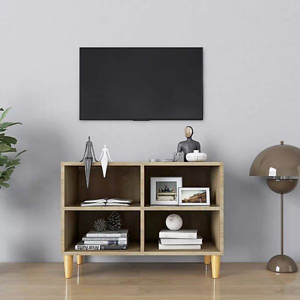 Tv-schrank Mit Massivholz-beinen Sonoma-eiche 69,5x30x50 Cm günstig online kaufen