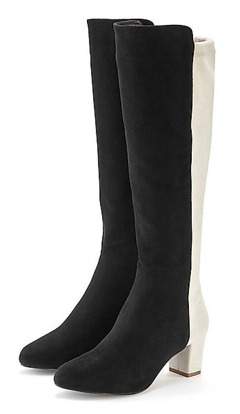 LASCANA Stiefel Langer Stiefel, Stiefelette mit Blockabsatz in zweifarbiger günstig online kaufen