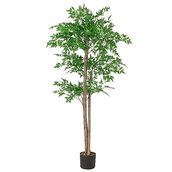 Costway Künstliche Bambus mit Topf Stämmen und Blättern Grün 150 cm günstig online kaufen