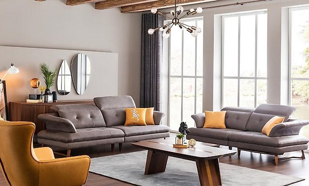 JVmoebel Sofa Sofagarnitur 321 Sitzer Sofa Sofas Garnituren Modern Grau Ses günstig online kaufen