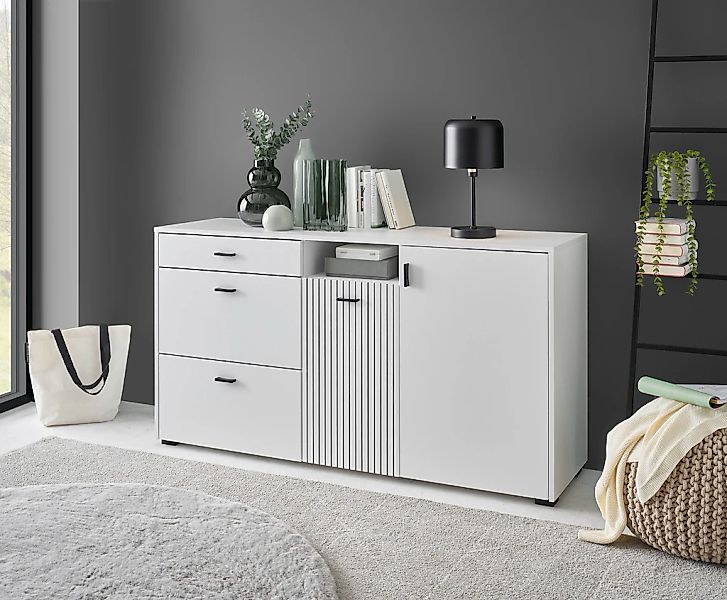 Home affaire Sideboard "Hudson" in moderner Trendfarbe, Griffe aus Metall ( günstig online kaufen