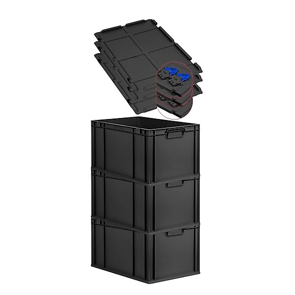 PROREGAL SuperSparSet 3x Eurobox Nextgen Grip Mit Scharnierdeckel Und Blaue günstig online kaufen