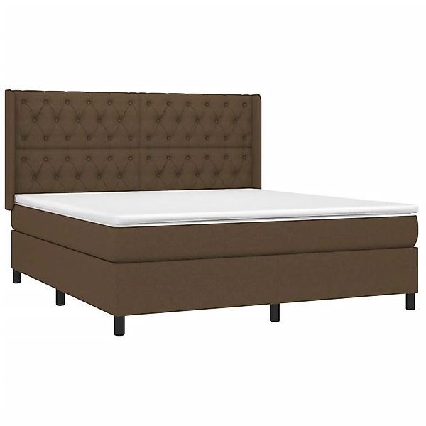 vidaXL Boxspringbett mit Matratze & LED Dunkelbraun 160x200 cm Stoff 313856 günstig online kaufen