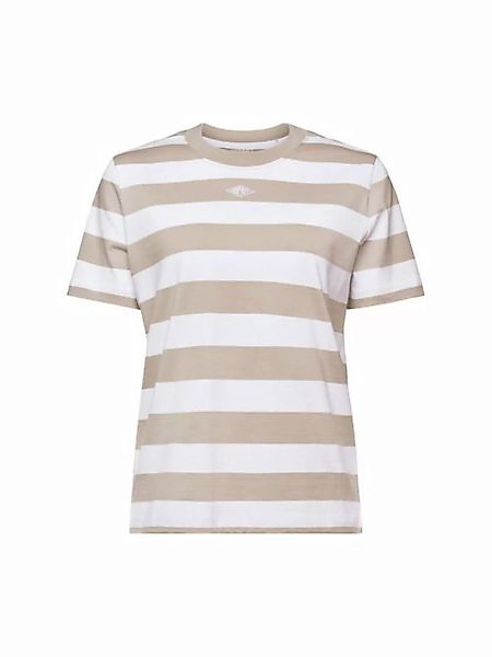 Esprit T-Shirt Streifen-T-Shirt aus Pima-Baumwolle mit Stickerei (1-tlg) günstig online kaufen