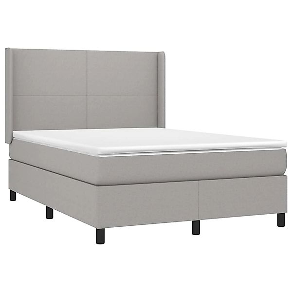 vidaXL Boxspringbett mit Matratze & LED Hellgrau 140x190 cm Stoff 3138149 günstig online kaufen