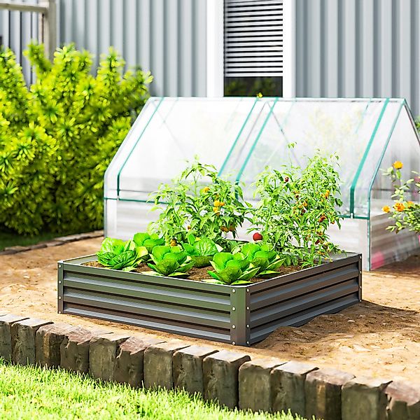 Outsunny Hochbeet mit Stahlgehäuse (Blumenkasten, 1 günstig online kaufen