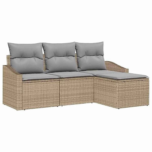 vidaXL Sofa Set mit Kissen 4-Tlg Beige und Hellgrau Poly-Rattan 3355339 günstig online kaufen