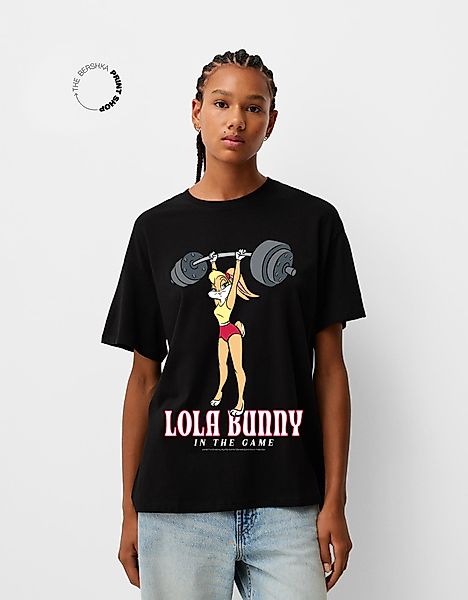 Bershka Oversize-T-Shirt Looney Tunes Mit Kurzen Ärmeln Damen S Schwarz günstig online kaufen