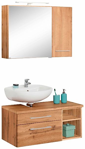 welltime Badmöbel-Set "Davos" 3 Stk. tlg. mit LED-Beleuchtung, Hängeschrank günstig online kaufen