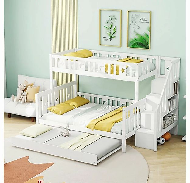 Sweiko Etagenbett, Kinderbett mit Ausziehbett und Treppe, 90*200cm&140*200c günstig online kaufen