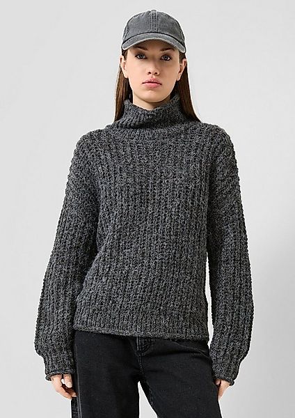 QS Longpullover Strickpullover Flauschiger Oversize-Pullover mit Rollkragen günstig online kaufen