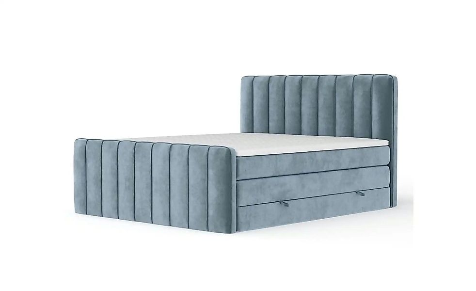 Boxspringbett mit Stauraum   ¦ blau ¦ Maße (cm): B: 144 H: 118 Betten > Kom günstig online kaufen