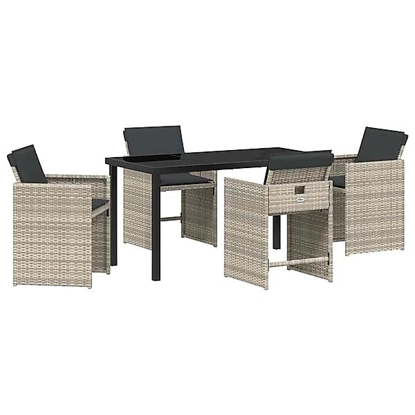 vidaXL Garten Essgruppe 5-Tlg Hellgrau Poly Rattan 3380706 günstig online kaufen