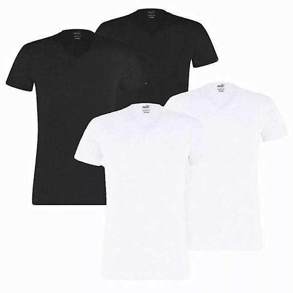 PUMA T-Shirt Basic, V-Ausschnitt mit Markenlabel am Ärmelrand günstig online kaufen