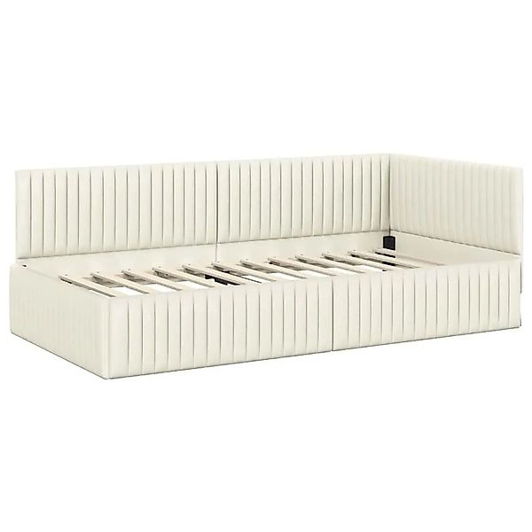 vidaXL Eckbettgestell mit Kopfteil Creme 100 x 200 cm Stoff 42016283 günstig online kaufen