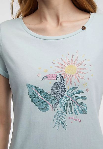 Ragwear Kurzarmshirt FLLORAH PRINT A GOTS mit Tucan Print und Zierknopf günstig online kaufen