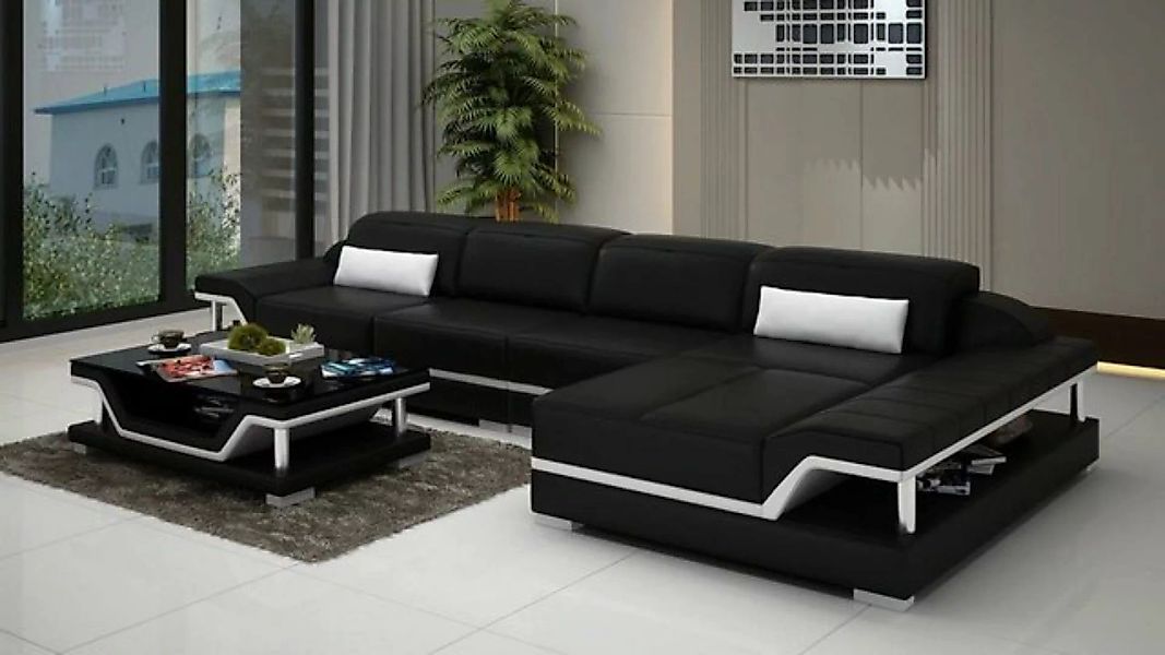 JVmoebel Ecksofa, Design Ecksofa L-form Couch Leder Sofas Weiß Wohnlandscha günstig online kaufen