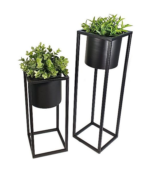Spetebo Blumenständer Metall Pflanztopf auf Ständer schwarz 2er Set (Set, 2 günstig online kaufen