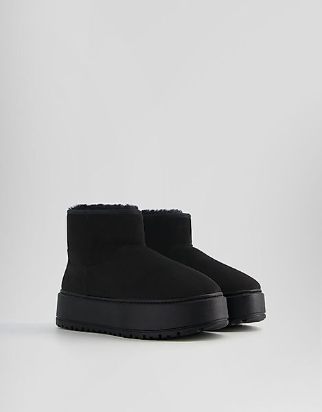 Bershka Plateau-Stiefeletten Mit Fellfutter Damen 38 Schwarz günstig online kaufen