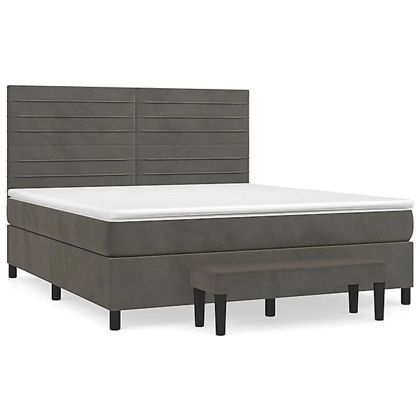 vidaXL Boxspringbett mit Matratze Dunkelgrau 180x200 cm Samt1536560 günstig online kaufen