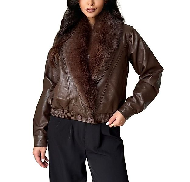 Ital-Design Lederimitatjacke Lederimitat-Jacke mit Fellkragen für Damen (90 günstig online kaufen