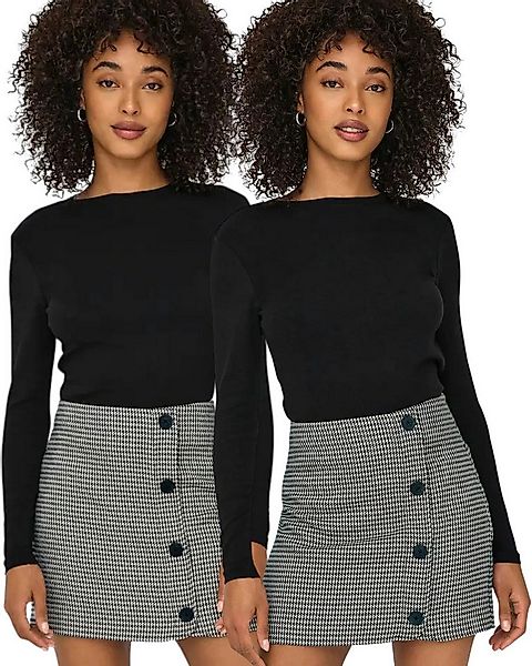 ONLY Langarmshirt (Spar Set, 2er-Pack) schlichtes Basic Shirt in Unifarben günstig online kaufen