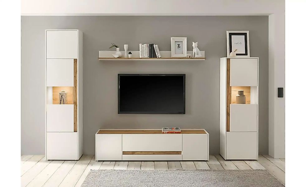 Wohnwand  Cande ¦ weiß ¦ Maße (cm): B: 310 H: 197 T: 45.0 Kommoden & Sidebo günstig online kaufen