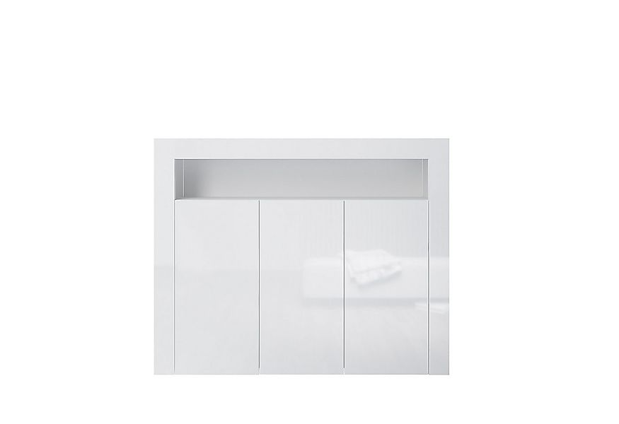 SONNI Highboard Sideboard weiß Hochglanz mit LED Beleuchtung 116x93x35cm, S günstig online kaufen
