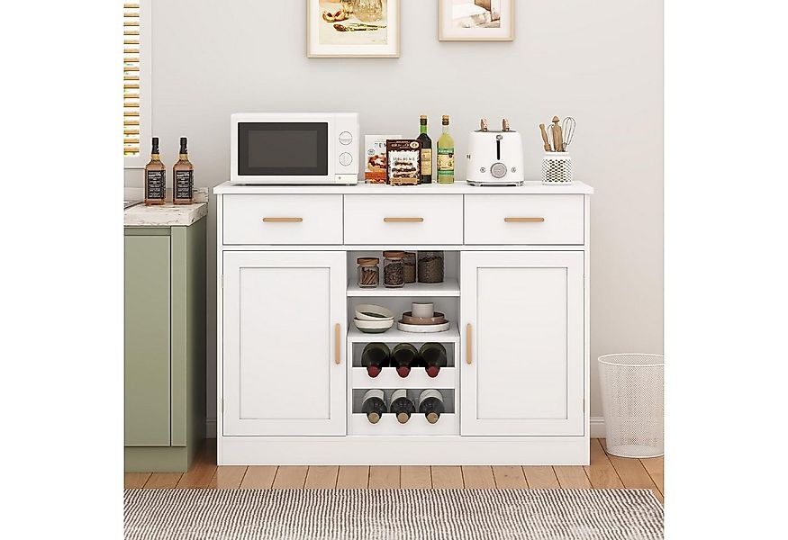 MSMASK Sideboard Küchenschrank mit Arbeitsplatten und Steckdose, mit 3 Schu günstig online kaufen