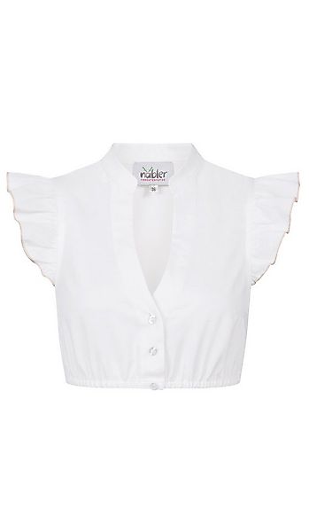 Nübler Dirndlbluse Dirndlbluse Carla Kurzarm in Weiß-Rosa von Nübler günstig online kaufen