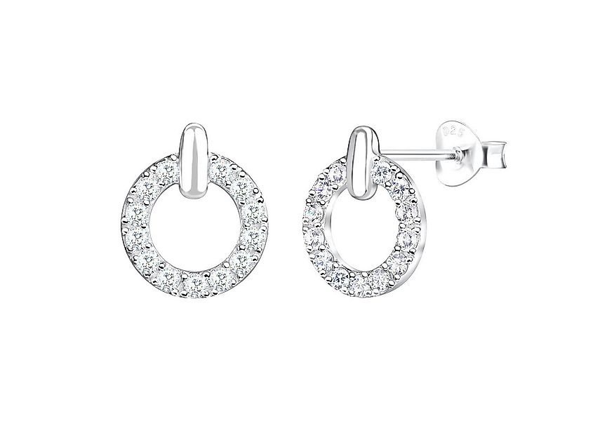 LÖB Paar Ohrstecker 925 Silber Ohrringe Zirkonia Kreis Offen Ring Ohrstecke günstig online kaufen