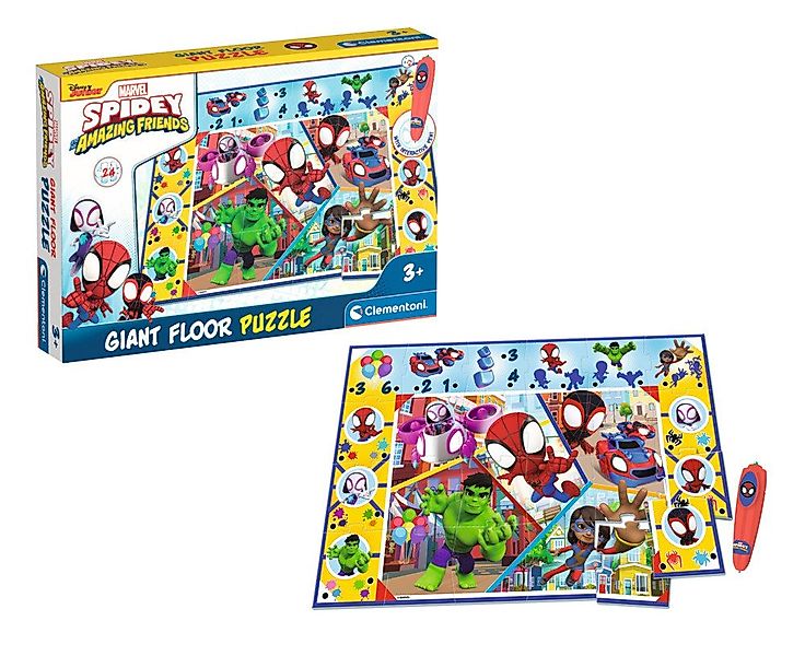 Clementoni® Puzzle Bodenpuzzle Marvel Spidey interaktiv 24 Teile, Puzzletei günstig online kaufen