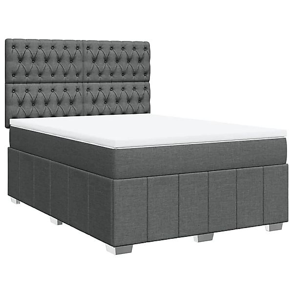 vidaXL Boxspringbett mit Matratze Dunkelgrau 140x200 cm Stoff 3291699 günstig online kaufen