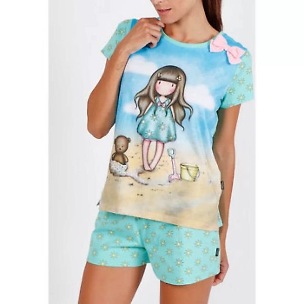 Admas  Pyjamas/ Nachthemden Pyjama-Shorts T-Shirt Hello Summer Santoro blau günstig online kaufen